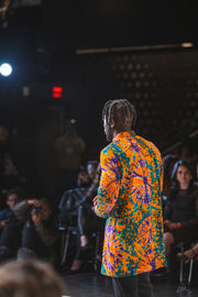 Bold Ankara Print Men's Longline Suit Jacket – Size L