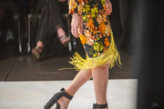 Bold Bloom One-Shoulder Dress with Fringe Detail