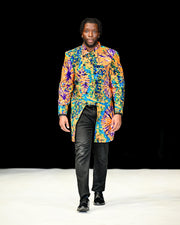 Bold Ankara Print Men's Longline Suit Jacket – Size L