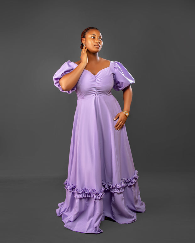 Puff Sleeve Maxi Dress – Lavender Grace