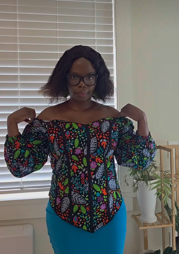 Off-Shoulder Ankara Peplum Blouse