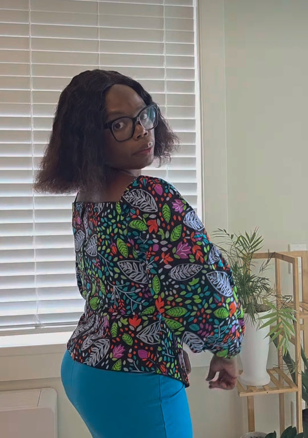 Off-Shoulder Ankara Peplum Blouse