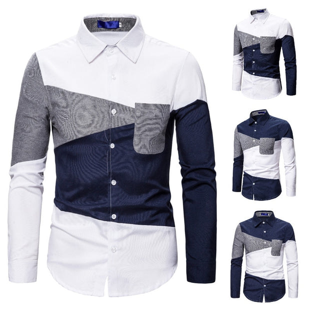 Men's Gradient Striped Print Long Sleeve Shirt - NancyK Boutique