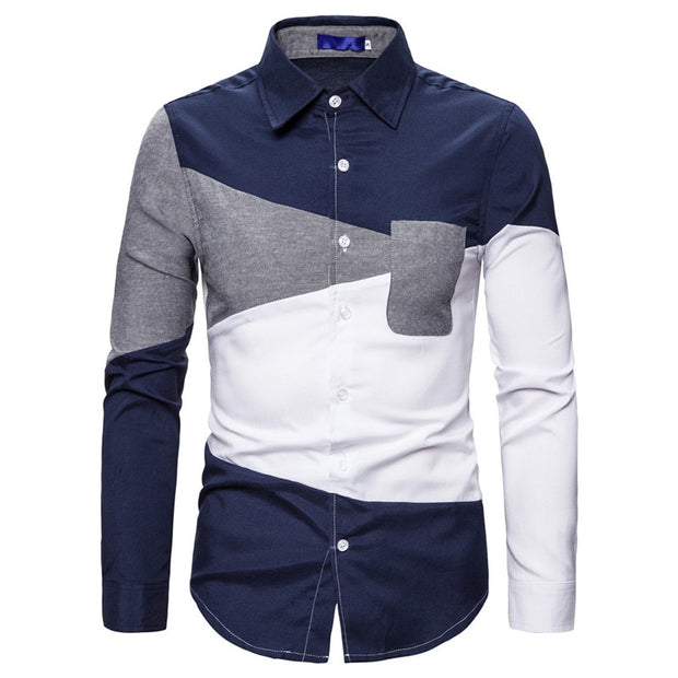 Men's Gradient Striped Print Long Sleeve Shirt - NancyK Boutique